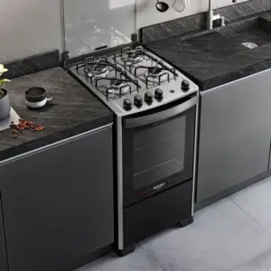 Fogão de Piso a Gás Dako 4 Bocas com Mesa Inox Magister