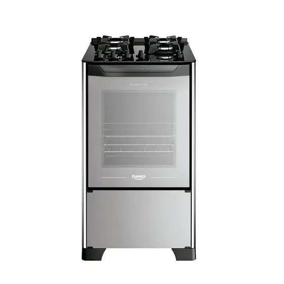 Fogão de Piso a Gás Dako 4 bocas com Mesa de Vidro e Mega Chama Bivolt Magister Style