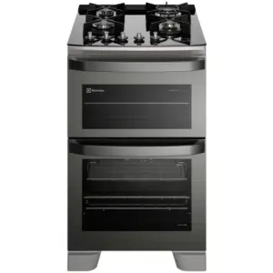 Fogão de Piso a Gás Electrolux 4 Bocas Cinza Duplo Forno com Timer FE4AD