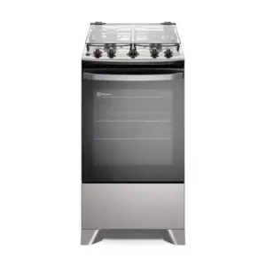 Fogão de Piso a Gás Electrolux 4 bocas Prata com Mesa Inox PerfectCook e VaporBake Efficient FE4IS
