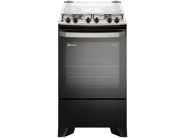 Fogão de Piso a Gás Electrolux 4 Bocas Preto com Timer VaporBake FE4TP