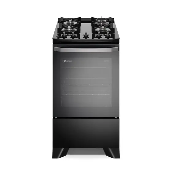 Fogão de Piso a Gás Electrolux 4 bocas Preto Mesa de Vidro PerfectCook e Tripla Chama Efficient FE4GP