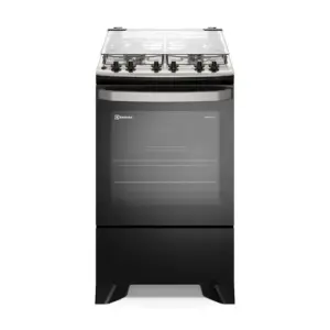 Fogão de Piso a Gás Electrolux 4 bocas Preto com Mesa Inox Timer e Tripla Chama Experience FE4TP