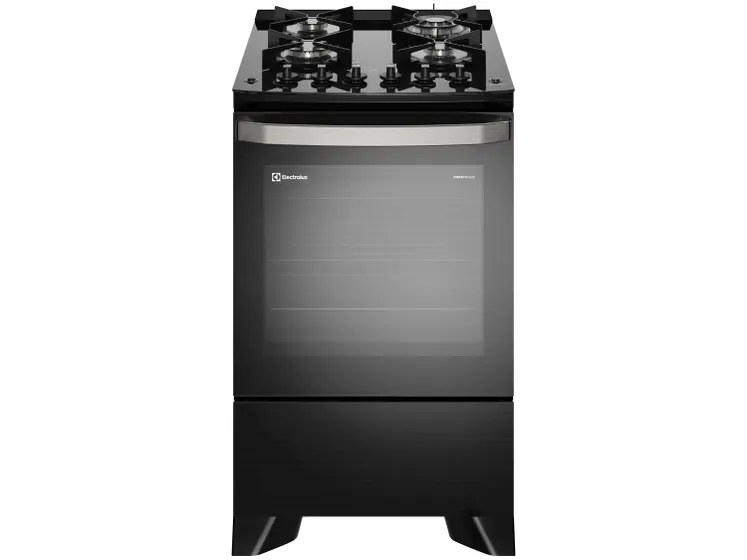 Fogão de Piso a Gás Electrolux 4 Bocas Preto Mesa de Vidro PerfectCook360 FE4CP