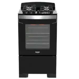 Fogão de Piso a Gás Dako 4 Bocas Preto com Frente em Vidro Preto e Timer Digital Bivolt Diplomata Grill