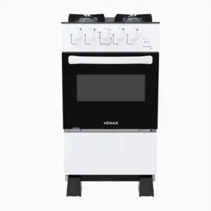 Fogão de Piso a Gás Venax 4 Bocas Branco Mesa de Vidro Bivolt Picasso Line