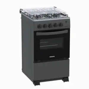 Fogão de Piso a Gás Venax 4 Bocas Grafite Mesa Inox Gás GLP Picasso GIII