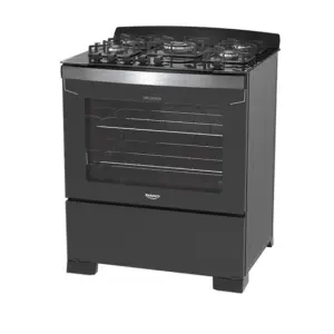 Fogão a Gás Dako 5 Bocas Preto Acendimento Automático Mesa de Vidro Tripla Chama Bivolt Diplomata