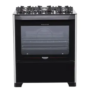 Fogão a Gás Dako 5 Bocas Preto com Acendimento Automático Tripla Chama Mesa de Vidro Bivolt Magister