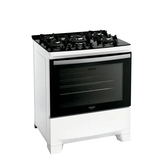 Fogão a Gás Dako 5 Bocas Branco com Acendimento Automático Mesa de Vidro Bivolt Supreme Glass