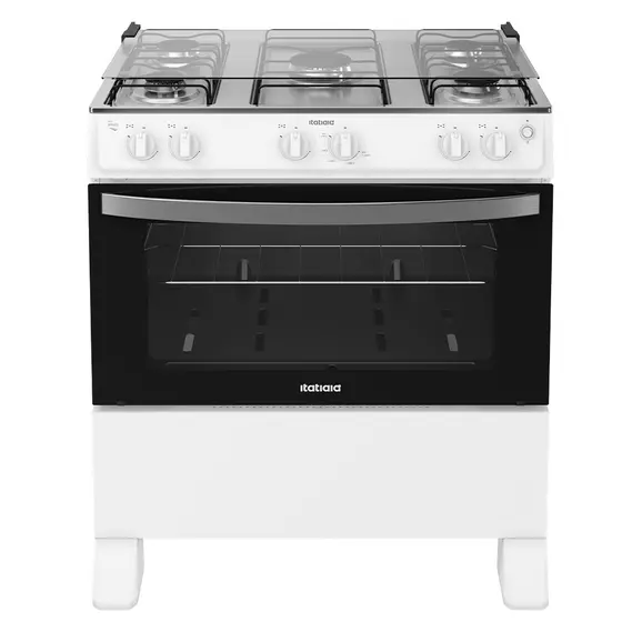 Fogão a Gás Itatiaia 5 Bocas Branco Acendimento Automático e Forno Limpa Fácil Bivolt Waves New