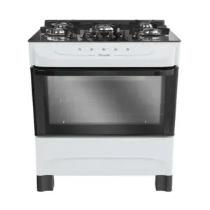 Fogão a Gás Mueller 5 Bocas Branco Mesa de Vidro e Acendimento Automático Bivolt MFV5BB Fogão a Gás Mueller 5 Bocas Branco Mesa de Vidro e Acendimento Automático Bivolt MFV5BB