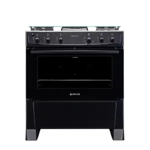 Fogão de Piso a Gás Atlas 5 bocas Preto com Acendimento Automático e Mesa Inox Mônaco Plus