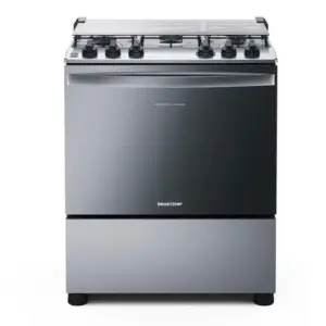 Fogão de Piso a Gás Brastemp 5 Bocas Inox Acendimento Automático BFS5NCR Fogão de Piso a Gás Brastemp 5 Bocas Inox Acendimento Automático BFS5NCR
