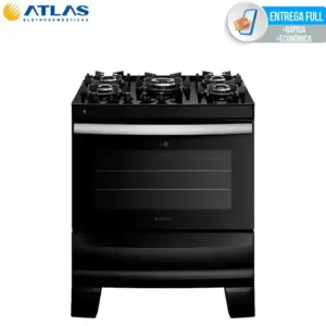 Fogão de Piso a Gás Atlas 5 Bocas Com Mesa de Vidro Luz De Forno Bivolt Agile Up Glass