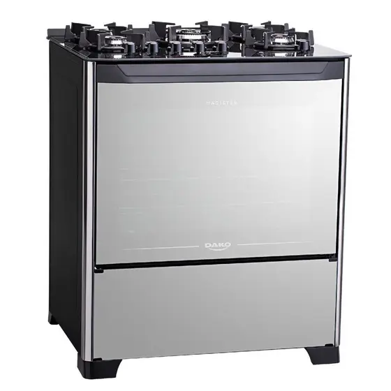 Fogão de Piso a Gás Dako 5 Bocas com Frente de Vidro Espelhado Magister Style