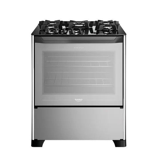 Fogão de Piso a Gás Dako 5 bocas com Mesa de Vidro e Tripla Chama Bivolt Magister Style