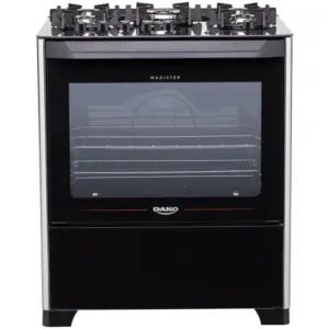 Fogão de Piso a Gás Dako 5 Bocas Preto Mesa de Vidro Magister