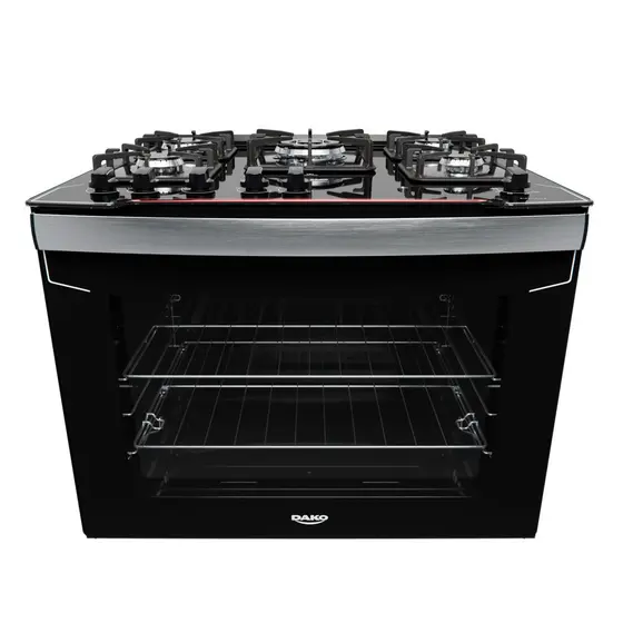 Fogão de Embutir a Gás Dako 5 Bocas Preto com Mesa de Vidro Bivolt Diplomata