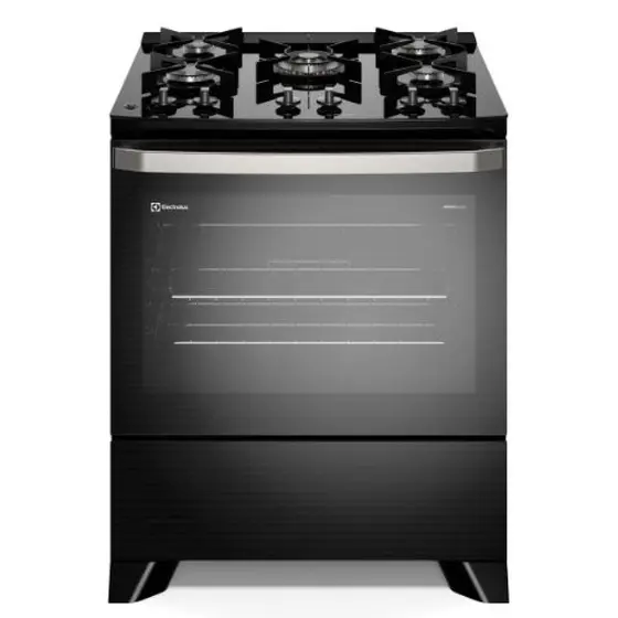 Fogão de Piso a Gás Electrolux 5 Bocas Preto Automático Mesa de Vidro FE5GP