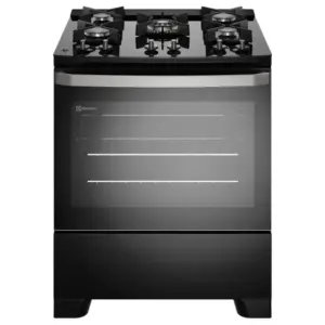 Fogão de Piso a Gás Electrolux 5 Bocas Inox Preto Mesa de Vidro Efficient FE5GB