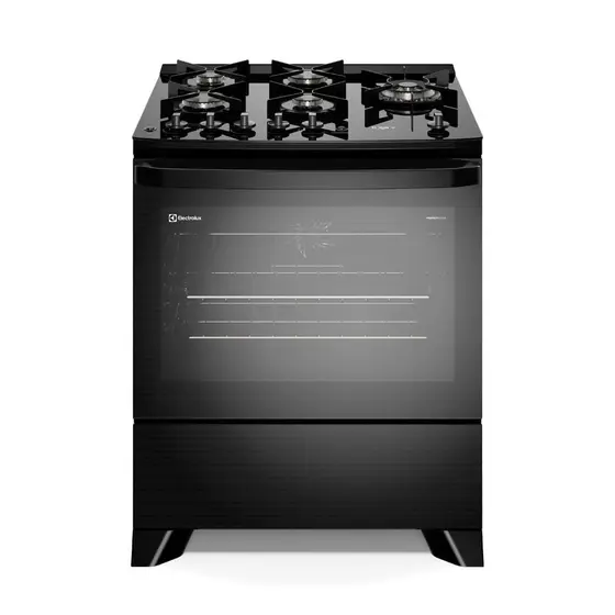 Fogão de Piso a Gás Electrolux 5 bocas Preto com Mesa de Vidro Grill e PerfectCook360 Experience FE5CP