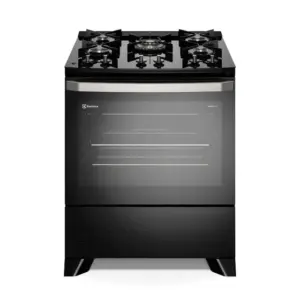 Fogão de Piso a Gás Electrolux 5 bocas Preto Mesa de Vidro PerfectCook e VaporBake Experience FE5GP