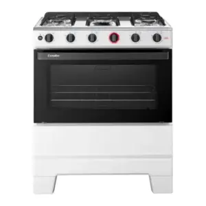 Fogão de Piso a Gás Esmaltec 5 Bocas Branco Mesa em Aço Inox Acendimento Automático Bivolt Ideal Super F5IAB5121