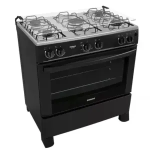Fogão de Piso a Gás Itatiaia 5 Bocas Preto com Forno 88L e Acendimento Automático Bivolt Star New