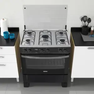 Fogão de Piso a Gás Itatiaia 5 Bocas Preto com Acendimento Automático Waves