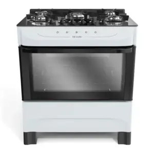 Fogão de Piso a Gás Mueller 5 Bocas Branco com Mesa de Vidro Fogão de Piso a Gás Mueller 5 Bocas Branco com Mesa de Vidro