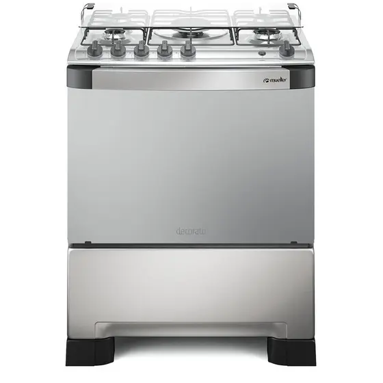 Fogão de Piso a Gás Mueller 5 Bocas Inox Tripla Chama Decorato