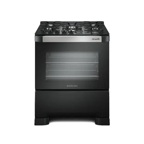 Fogão de Piso a Gás Mueller 5 Bocas Preto Decorato Vetro G3