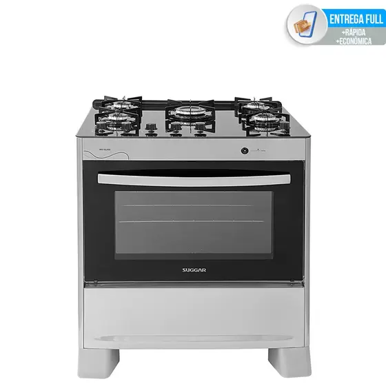 Fogão de Piso a Gás Suggar 5 Bocas Mesa Vidro Bivolt Neo Glass