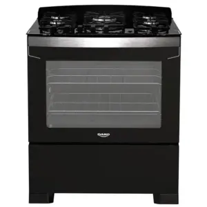 Fogão de Piso a Gás Dako 5 Bocas Preto com Tripla Chama Mesa de Vidro Diplomata