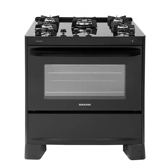 Fogão de Piso a Gás Suggar 5 Bocas Automático Mesa de Vidro 90L Max Glass