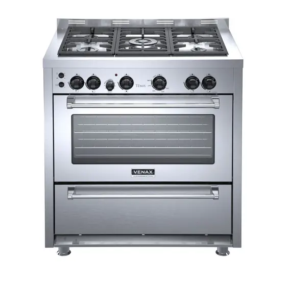 Fogão a Gás Venax 5 Bocas Inox Mesa de Inox 220V Temis