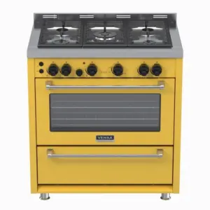 Fogão de Piso a Gás Venax 5 Bocas Amarelo Gás GLP Temis