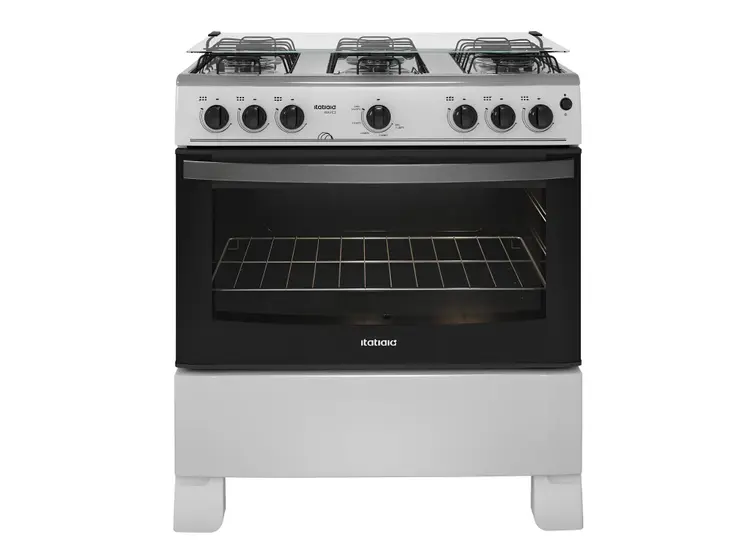 Fogão de Piso a Gás Itatiaia 6 Bocas Branco com Acendimento Automático Waves