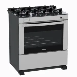 Fogão de Piso a Gás Venax 6 Bocas Inox Gás GLP Delplus Vitreo BL