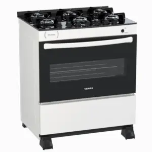Fogão de Piso a Gás Venax 6 Bocas Branco Gás GLP Picasso Vitreo