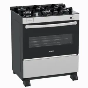 Fogão de Piso a Gás Venax 6 Bocas Inox Gás GLP Picasso Vitreo