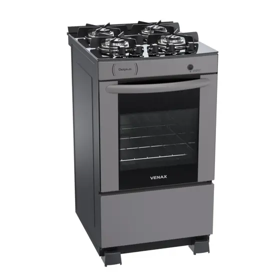 Fogão a Gás Venax 4 Bocas Grafite Delplus Vitreo BL