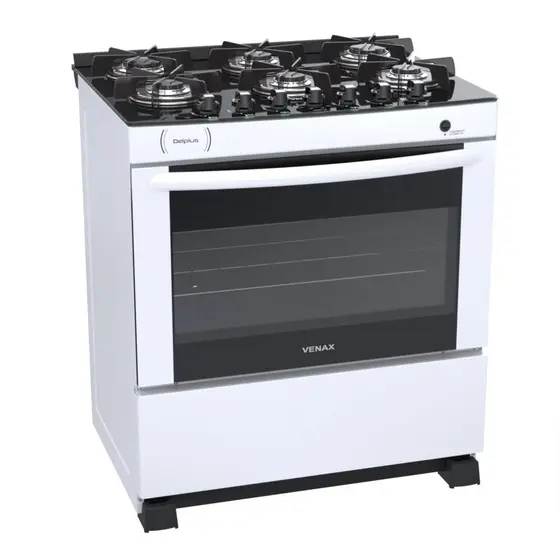 Fogão a Gás Venax 6 Bocas Branco Delplus Vitreo BL