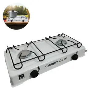 Fogão a Gás Portátil Suzan Peças Duas Bocas Baixa Pressão Grelha Esmaltada Camper Luxo Fogão a Gás Portátil Suzan Peças Duas Bocas Baixa Pressão Grelha Esmaltada Camper Luxo