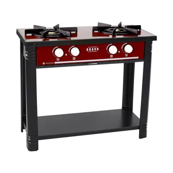 Fogão a Gás Industrial Venâncio 2 Bocas VERMELHO INTENSO Bravo BR2BVR