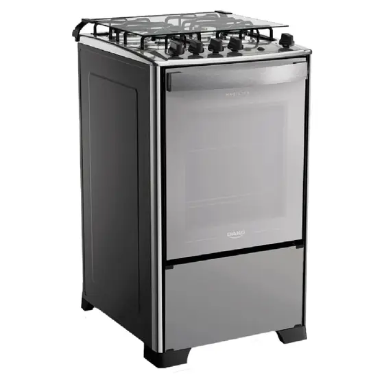 Fogão a Gás de Piso Dako 4 Bocas Inox Mesa Inox Bivolt Magister Style