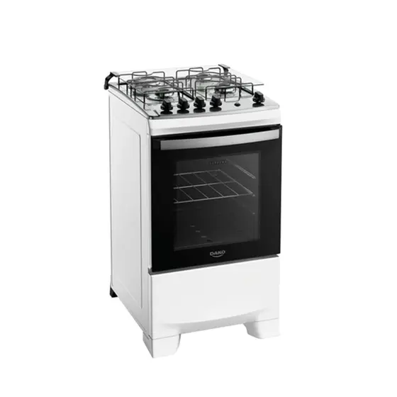 Fogão a Gás de Piso Dako 4 Bocas Branco Mesa Inox Bivolt Supreme