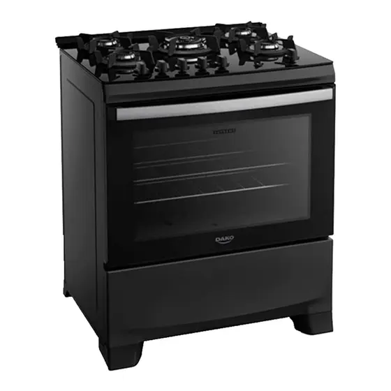 Fogão a Gás de Piso Dako 5 Bocas Preto Mesa de Vidro Bivolt Supreme Glass