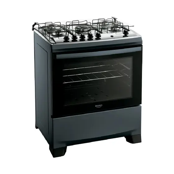 Fogão a Gás de Piso Dako 5 Bocas Titanium com Mesa Inox Bivolt Supreme